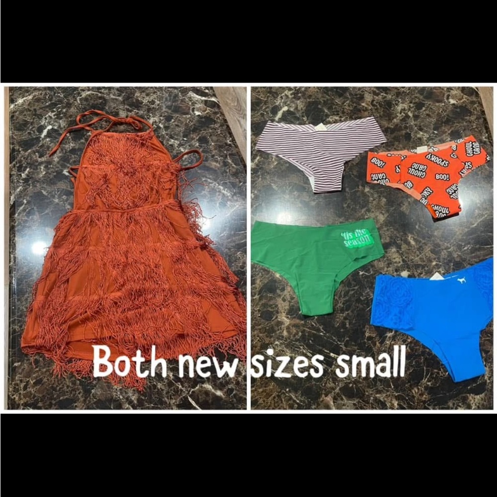 Orange Fringe Dress and Colorful Underwear Set